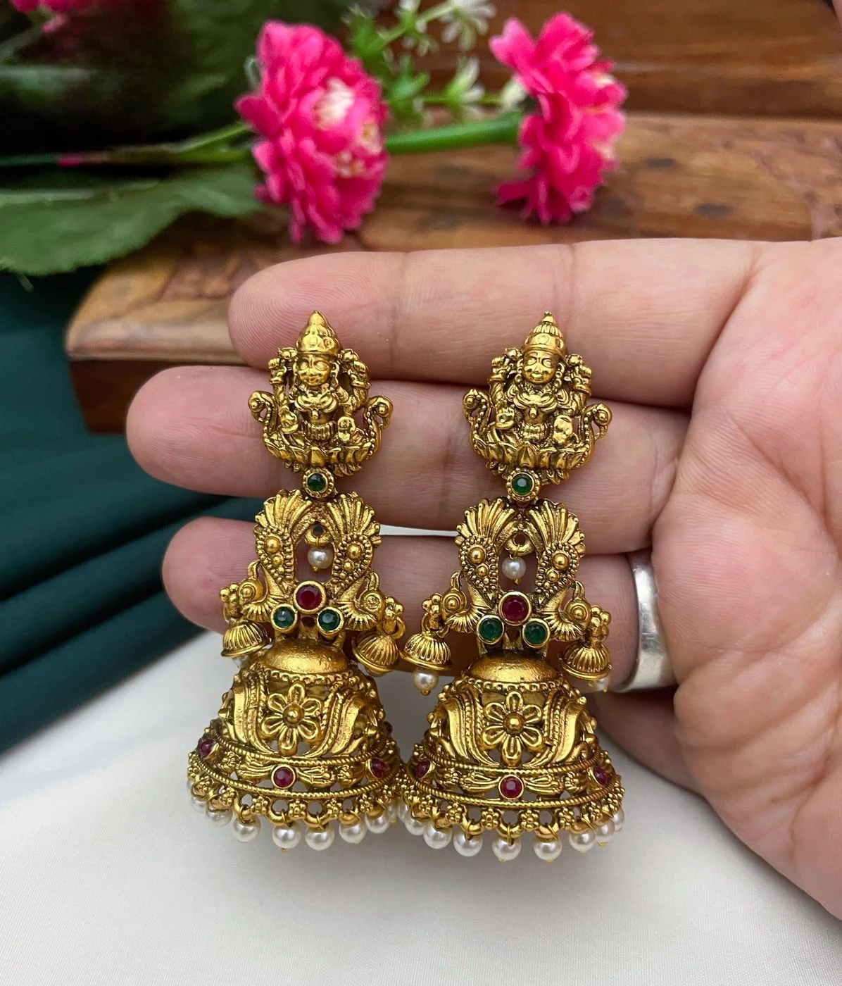 Antique gold finish jumka