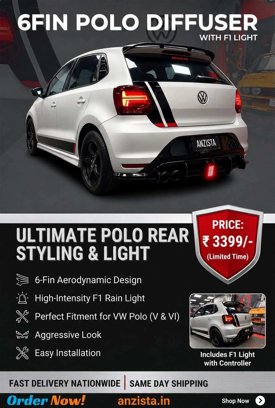 Polo 6 Fin Diffuser with F1 Light