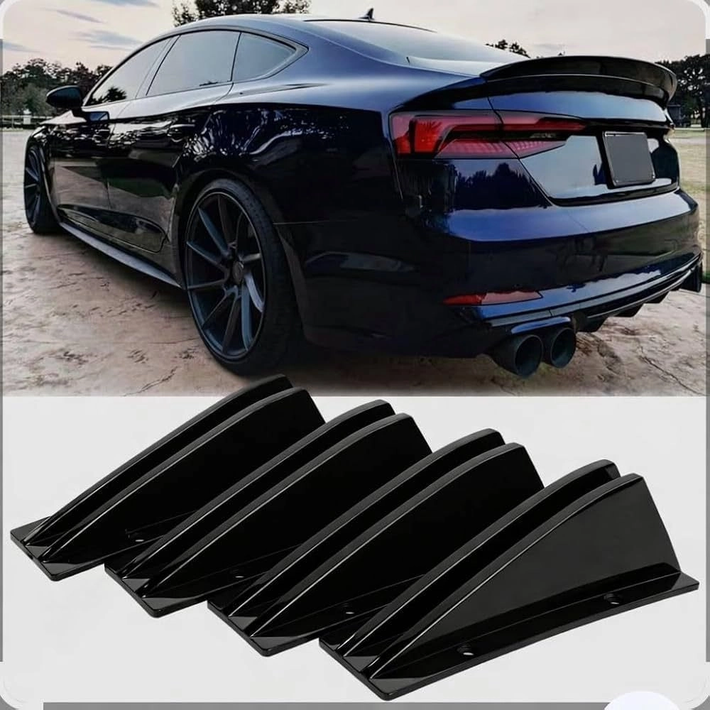Universal Rear Bumper Diffuser 4PC Black Car Rear Lip Spoiler | Sport Car Decor Air Flow Design