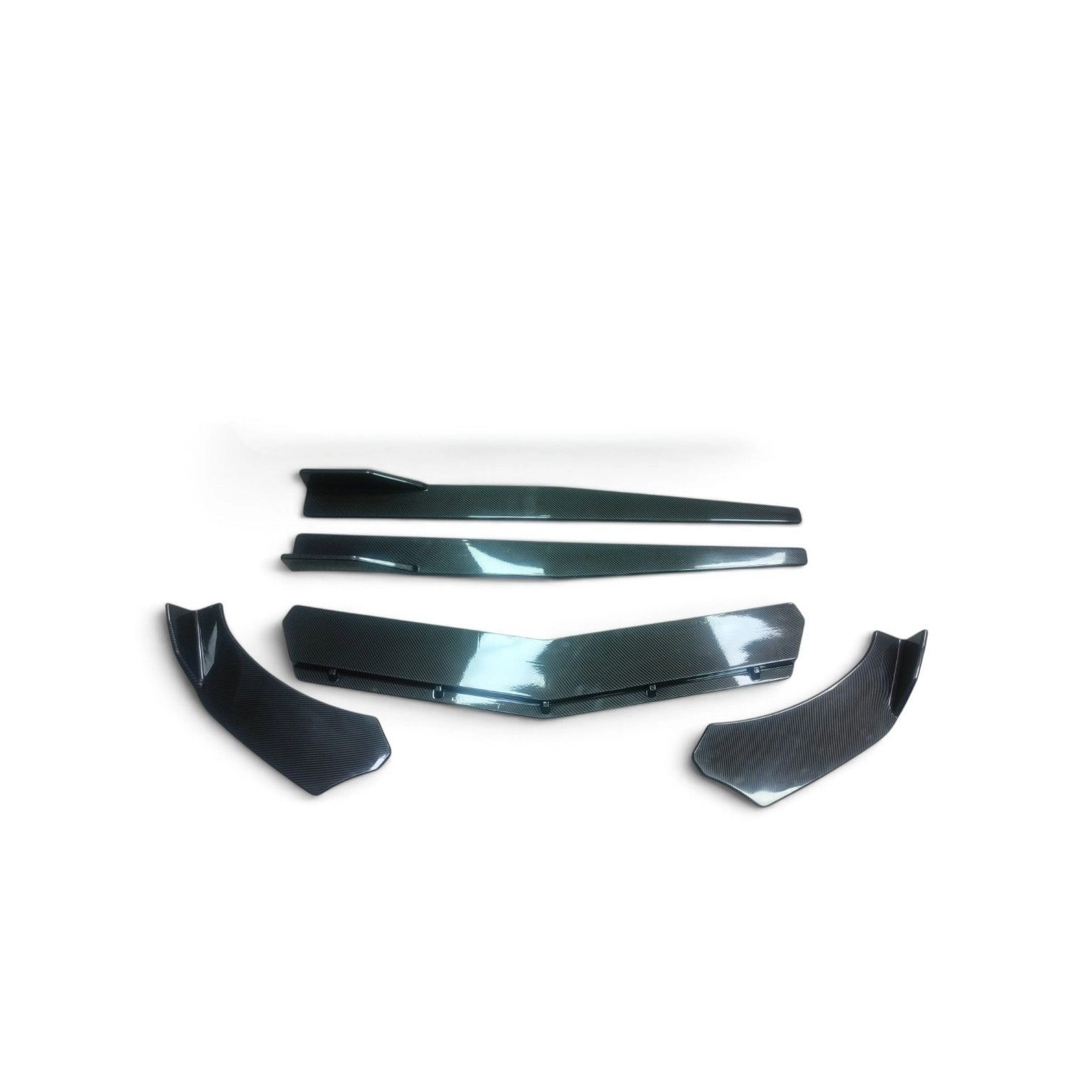 Universal V2 Front bumper lip splitter with Side skirts Carbon fiber Look
