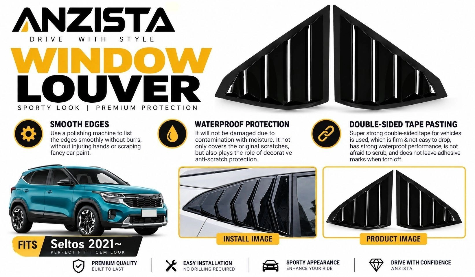 Seltos Car Window Louvers