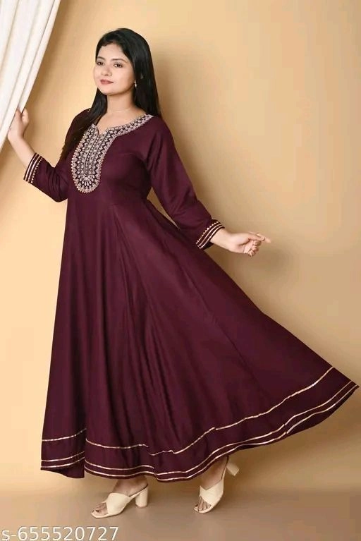Stylish Modern Women Gown – Premium Viscose Rayon Elegant Anarkali Dress 5