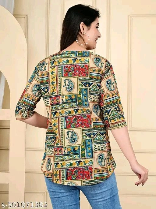 Stylish Printed Polycotton Tops & Tunics for Women | 3/4 Sleeve Casual Wear | Sizes S to 5XL 4