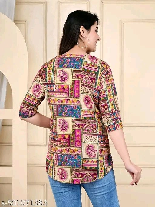 Stylish Printed Polycotton Tops & Tunics for Women | 3/4 Sleeve Casual Wear | Sizes S to 5XL 6