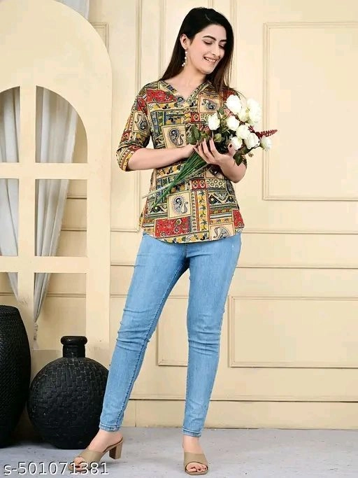 Stylish Printed Polycotton Tops & Tunics for Women | 3/4 Sleeve Casual Wear | Sizes S to 5XL 7