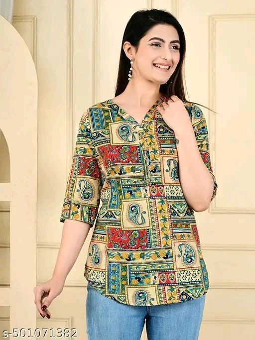 Stylish Printed Polycotton Tops & Tunics for Women | 3/4 Sleeve Casual Wear | Sizes S to 5XL 8