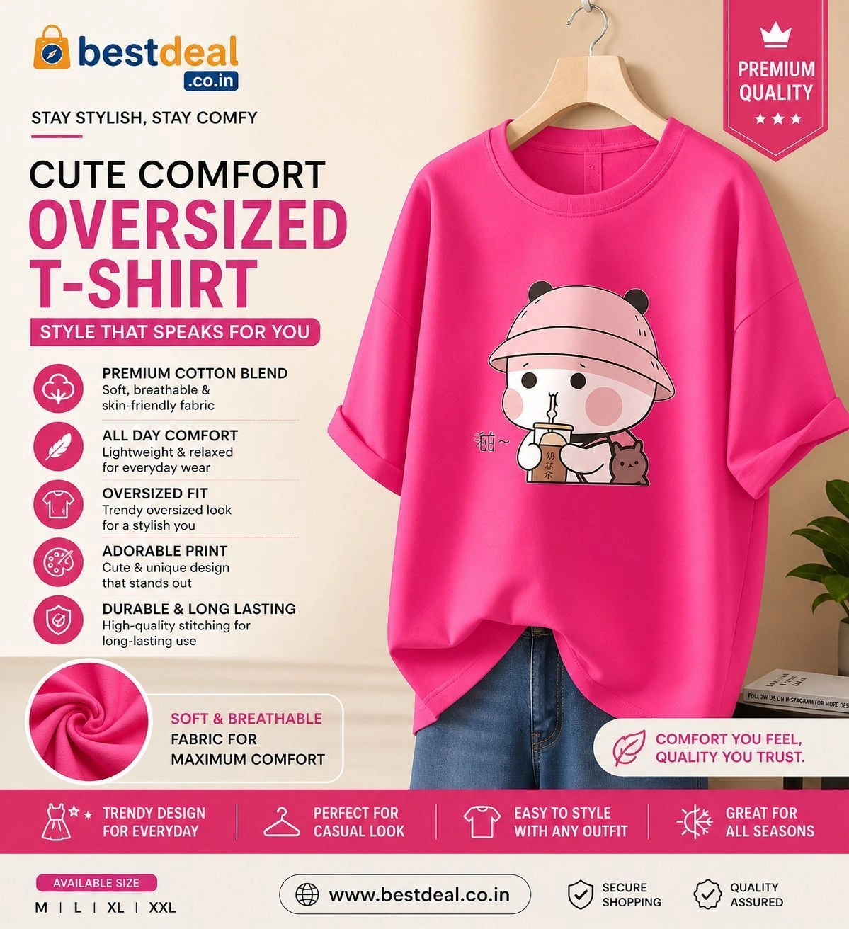 Women’s Stylish Printed Cotton Blend T-Shirts | Short Sleeve Casual Wear Tees for Women