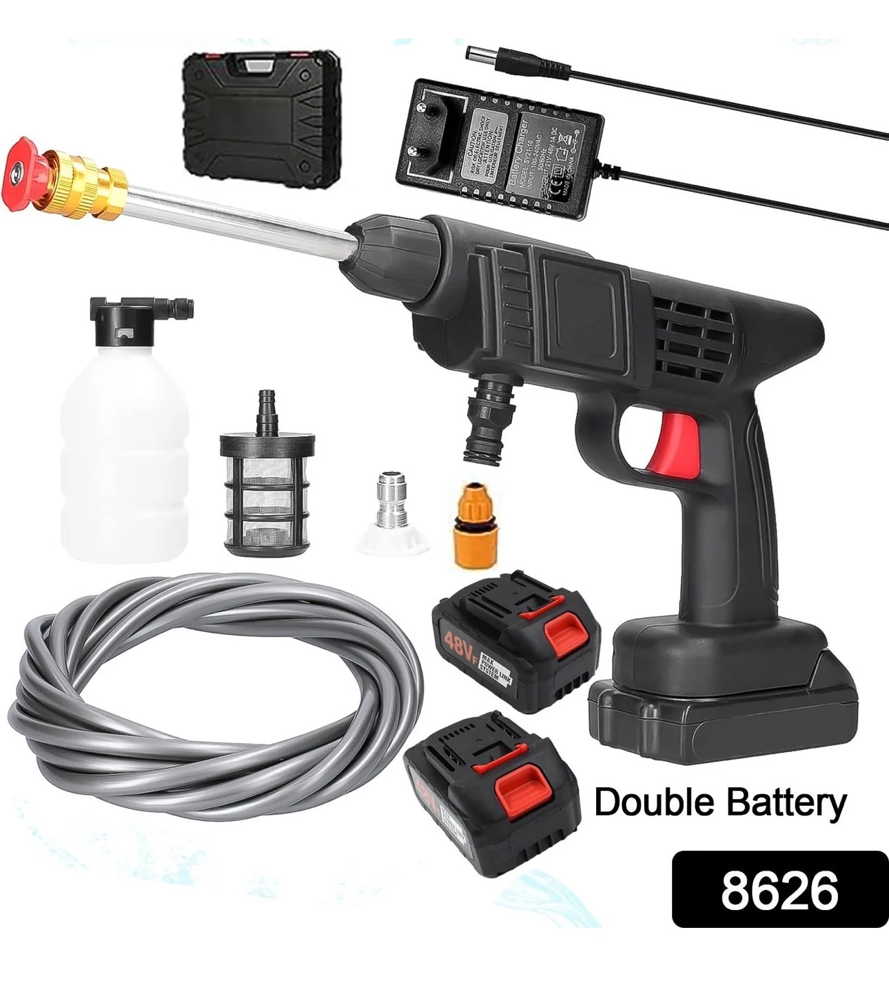 Double Battery 48v Rechargeable Electric, Car Washer Gun (1 Set)