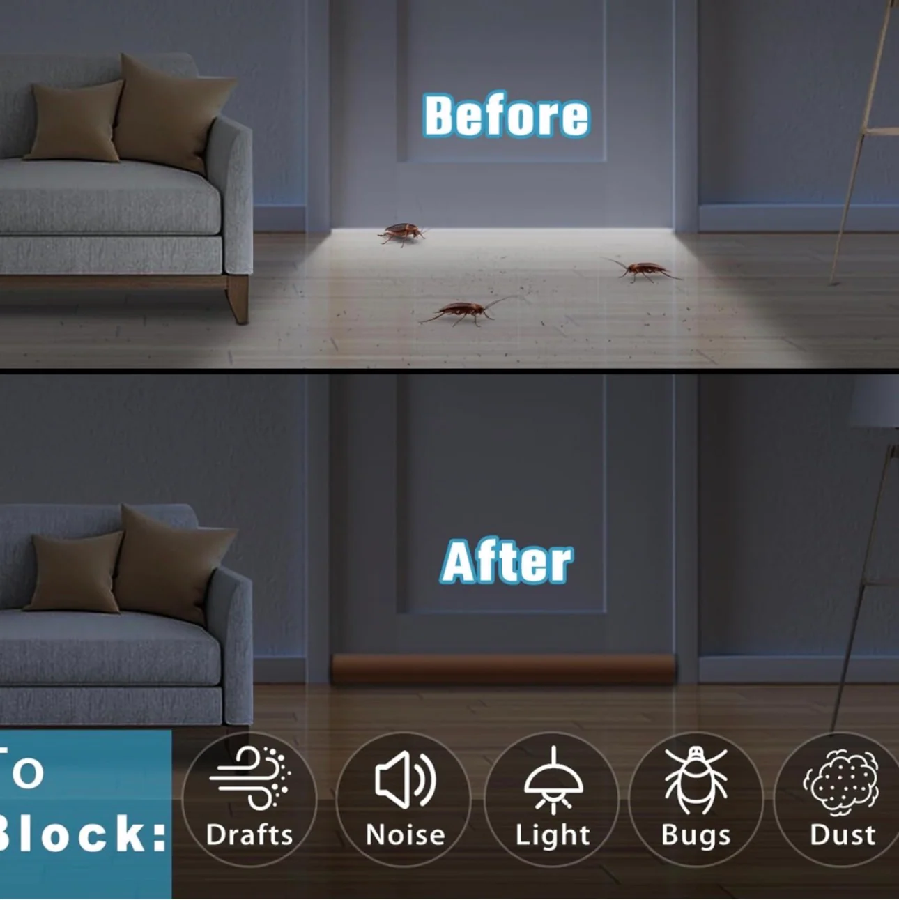 Twin Door Draft Stopper / Guard Protector For Doors And Windows 6ps pack 4