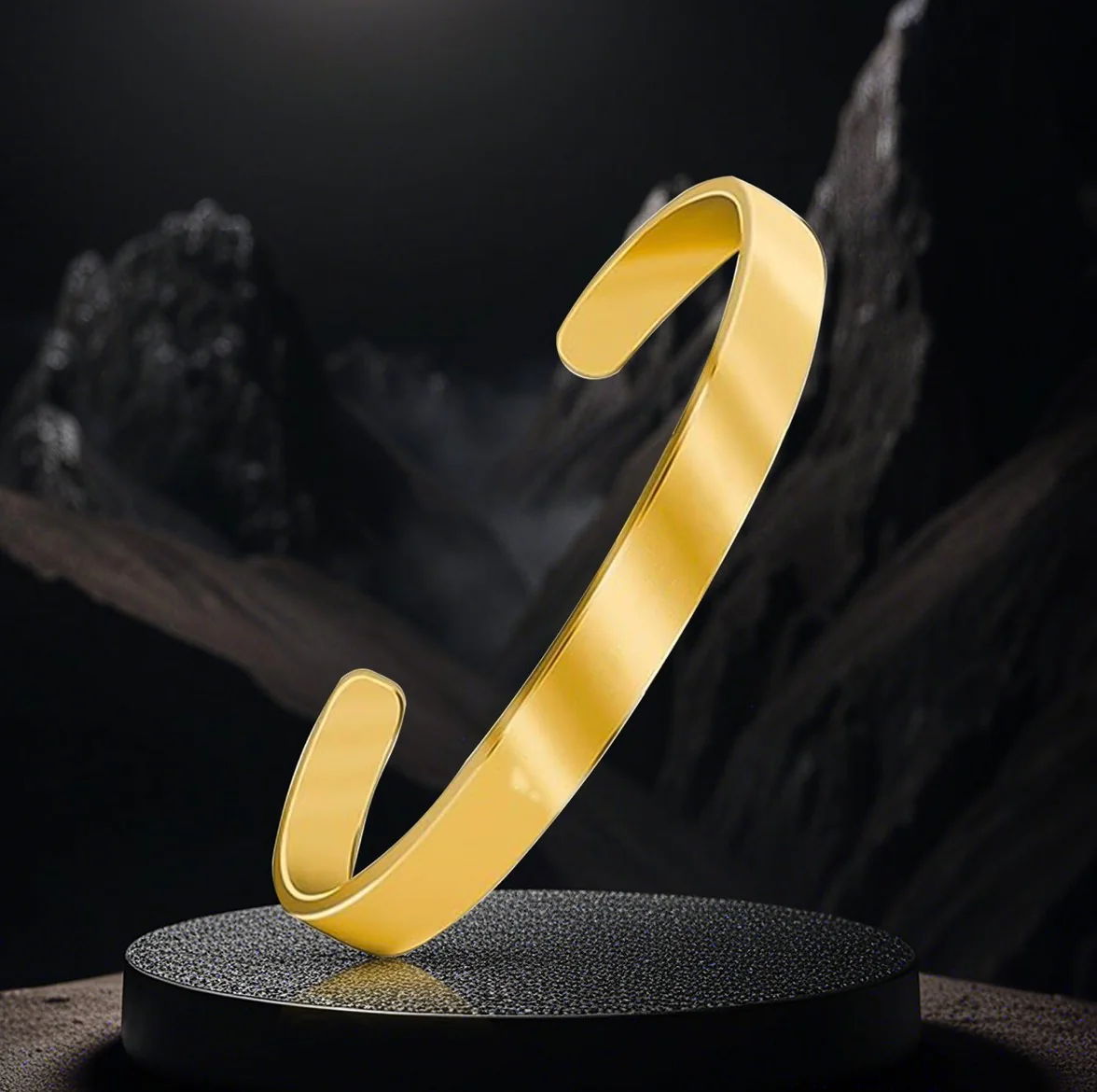 Elegant Gold Finish Open Cuff Bracelet Kada (1 Pc)