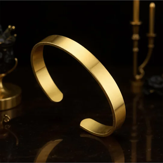 Elegant Gold Finish Open Cuff Bracelet Kada (1 Pc) 3