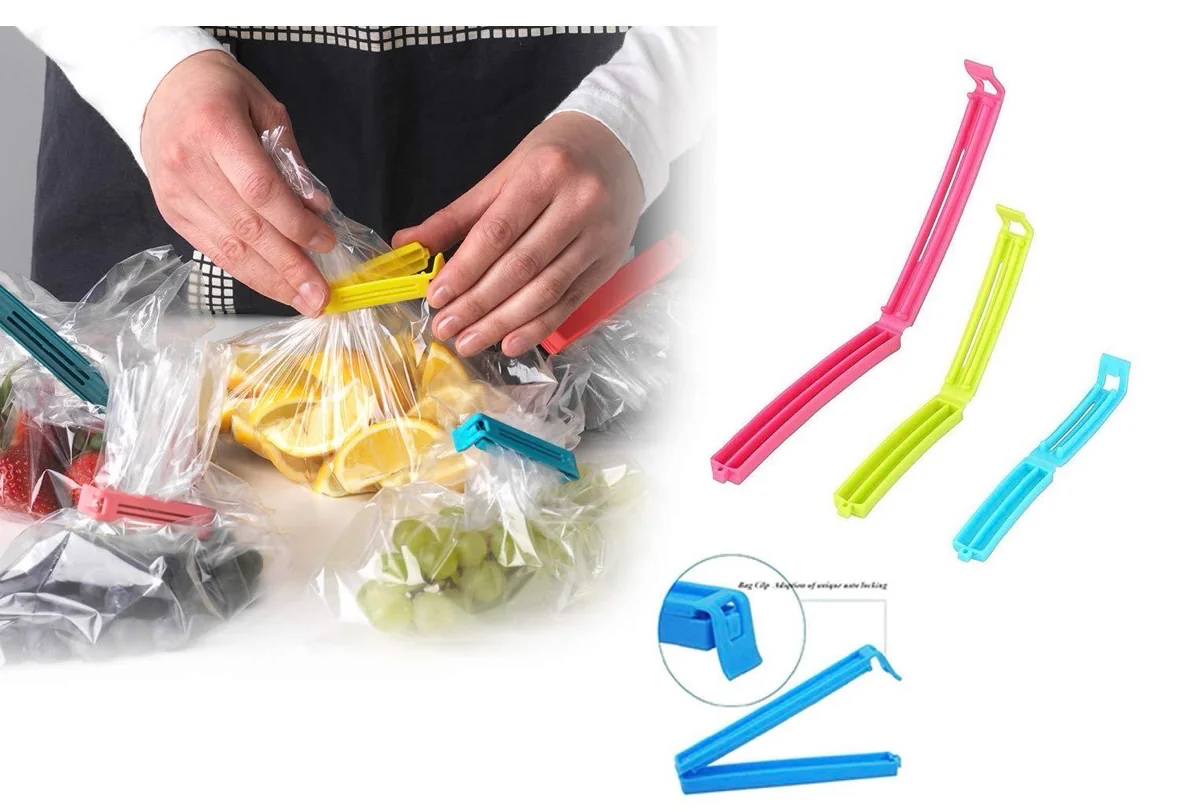 Plastic Snack Bag Clip Sealer Set (18 Pcs, Multicolour) 3