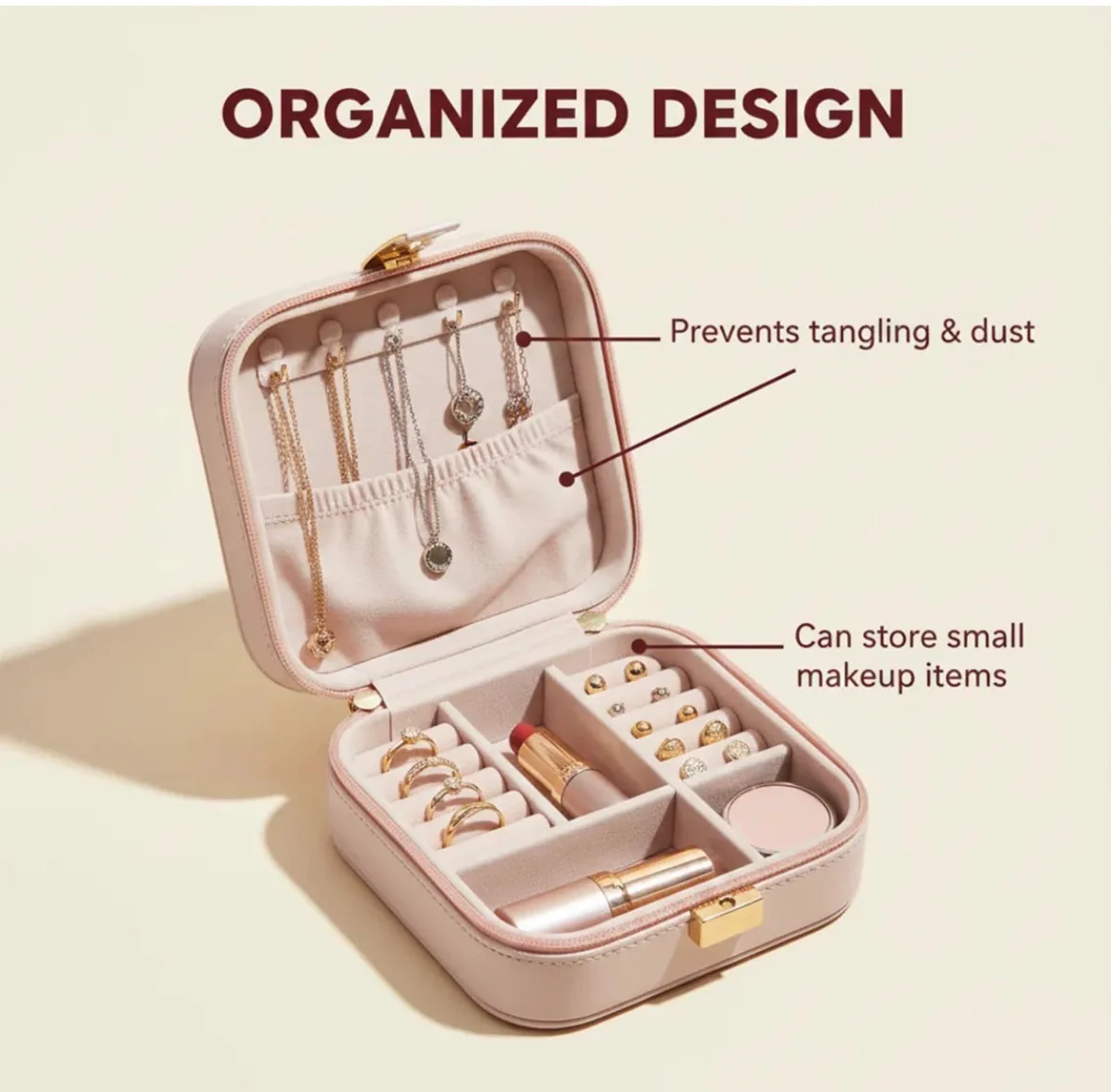 Mini Pu Leather Jewellery Box For Travel & Storage 2