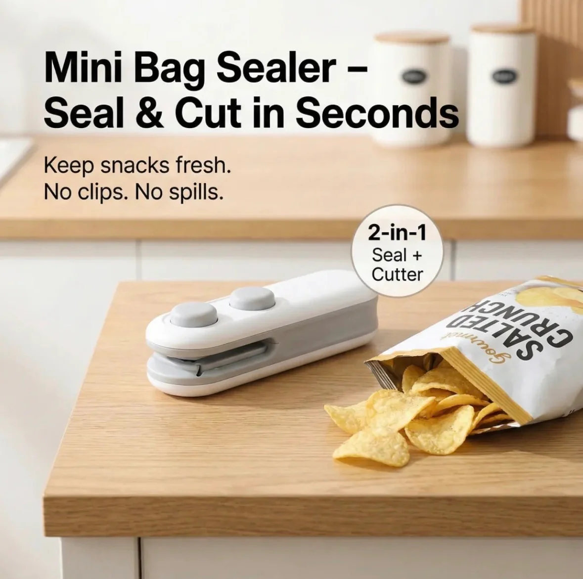 Mini Bag Sealer, 2 In 1 Seal & Cutter Heat Sealers