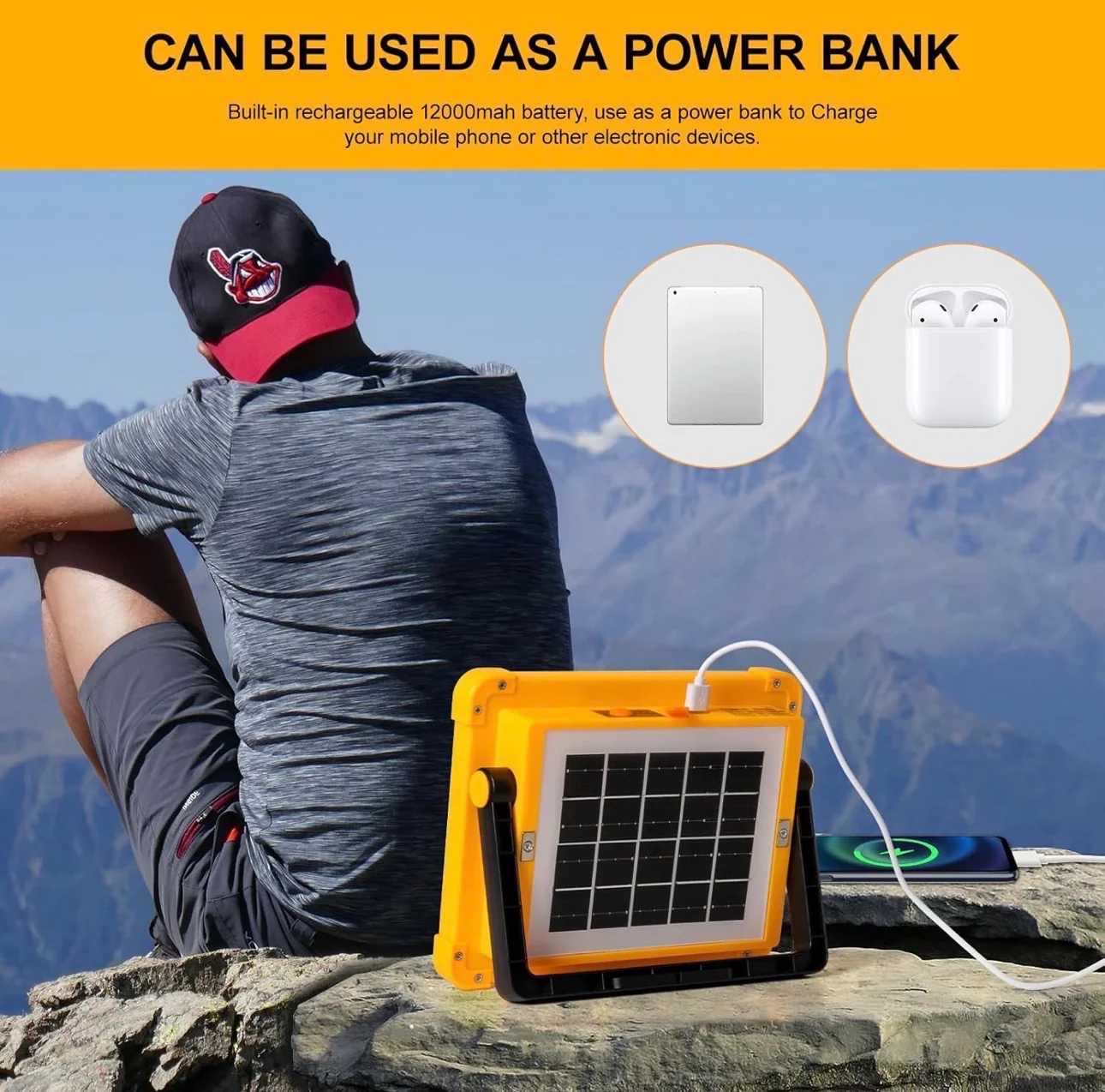 High-Brightness Solar Led Flood Light With Power Bank (1 Pc)