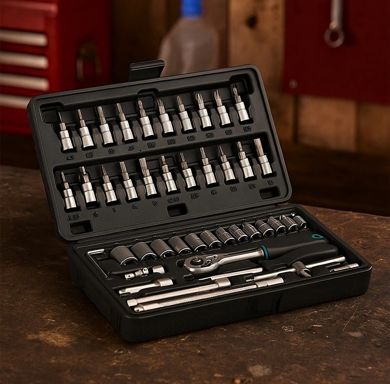 46pcs Metal 1 / 4''' Socket Set (Black, 46pcs)