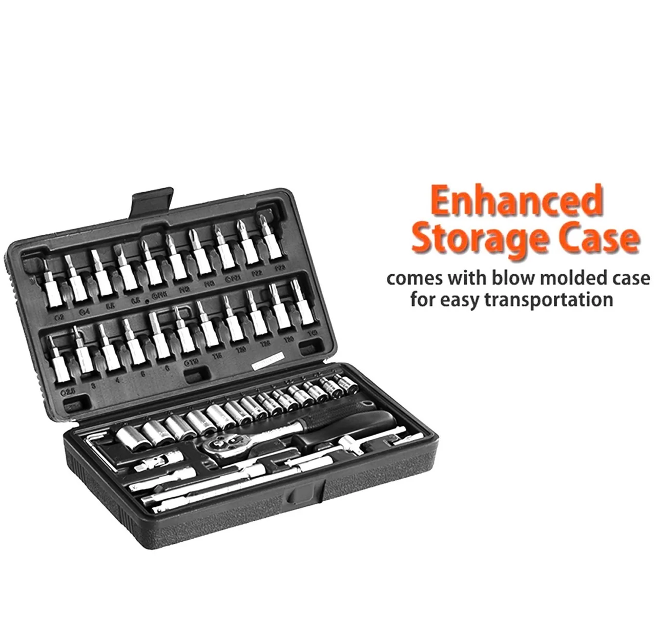 46pcs Metal 1 / 4''' Socket Set (Black, 46pcs) 4