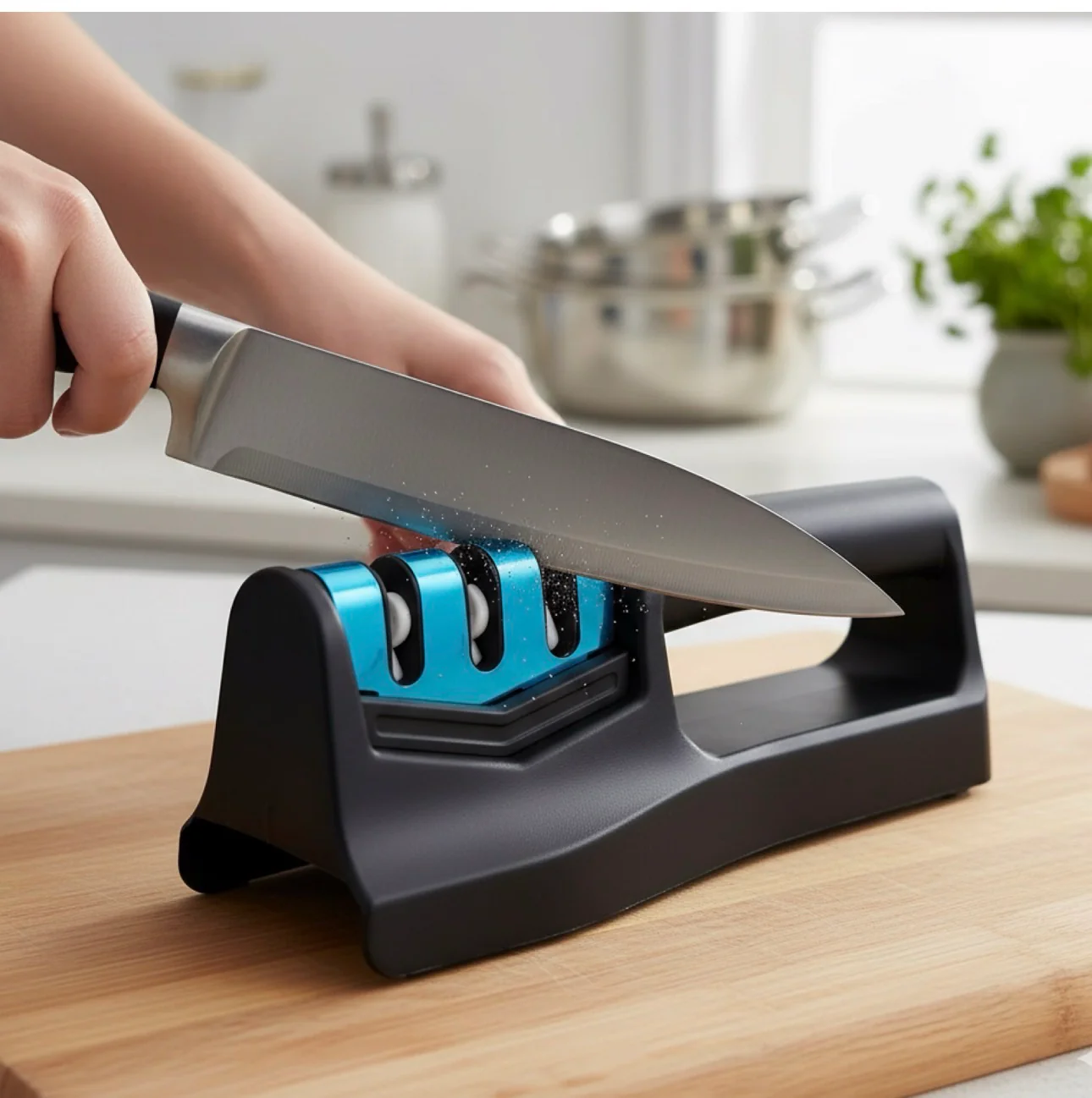 Kitchen Knife Sharpener - Handheld Chefs & Serrated (1 Pc, Chopper Not Included) 3