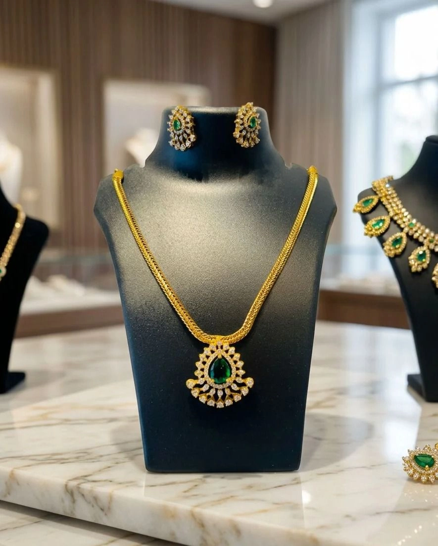 Gold-plated necklace and earring set