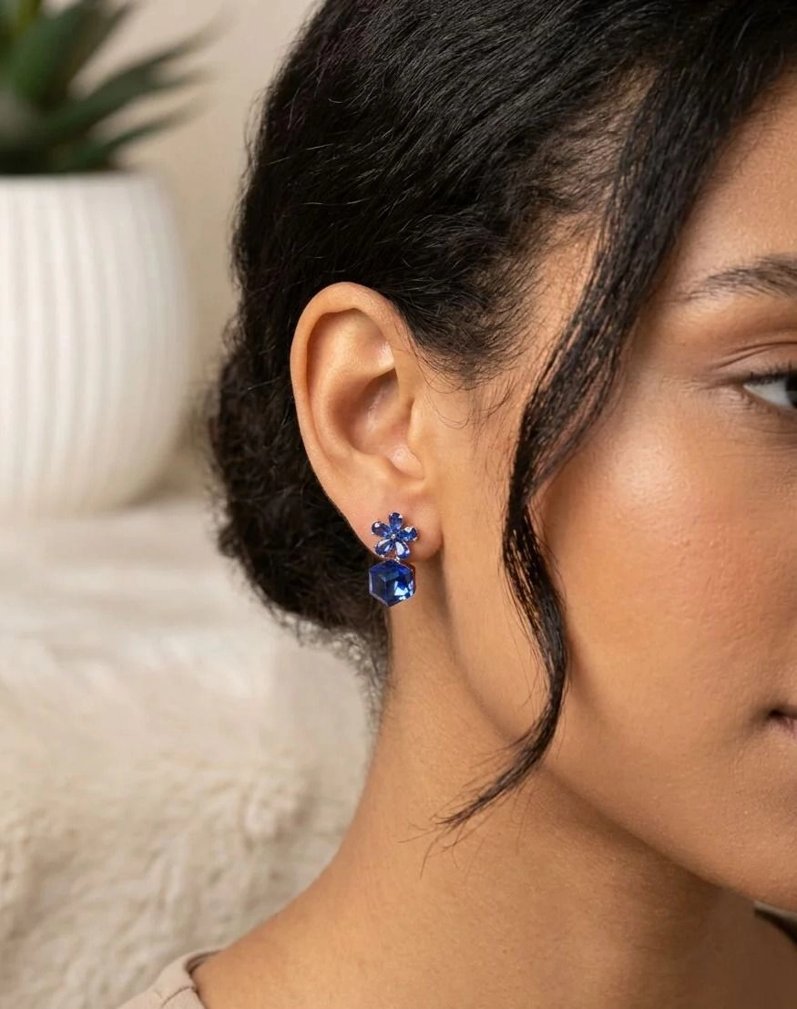 Floral crystal drop earrings