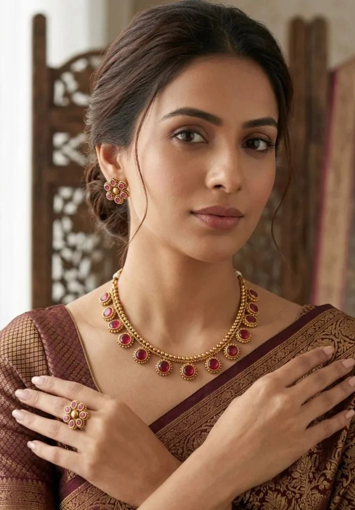 Ruby Stone Necklace Set