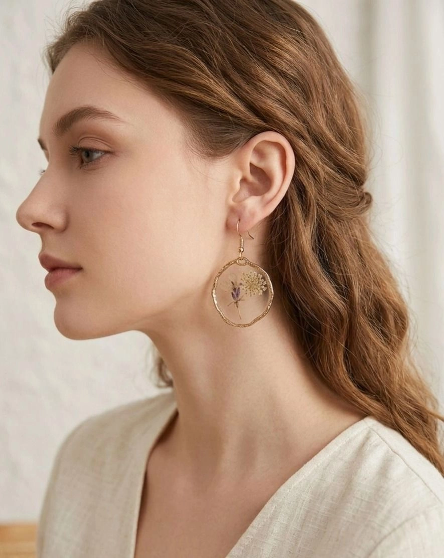 Resin Pressed Flower Earrings 2
