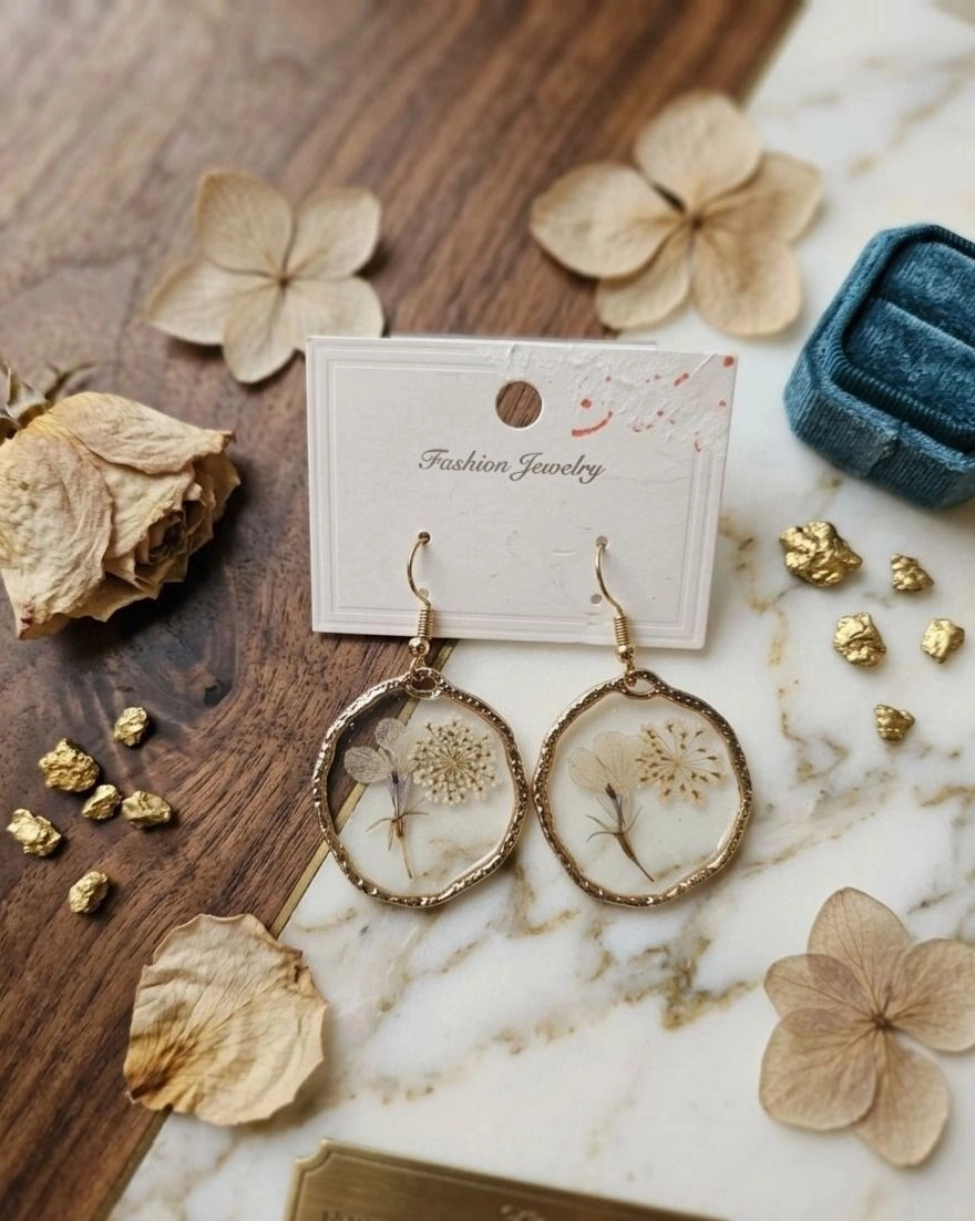 Resin Pressed Flower Earrings 3