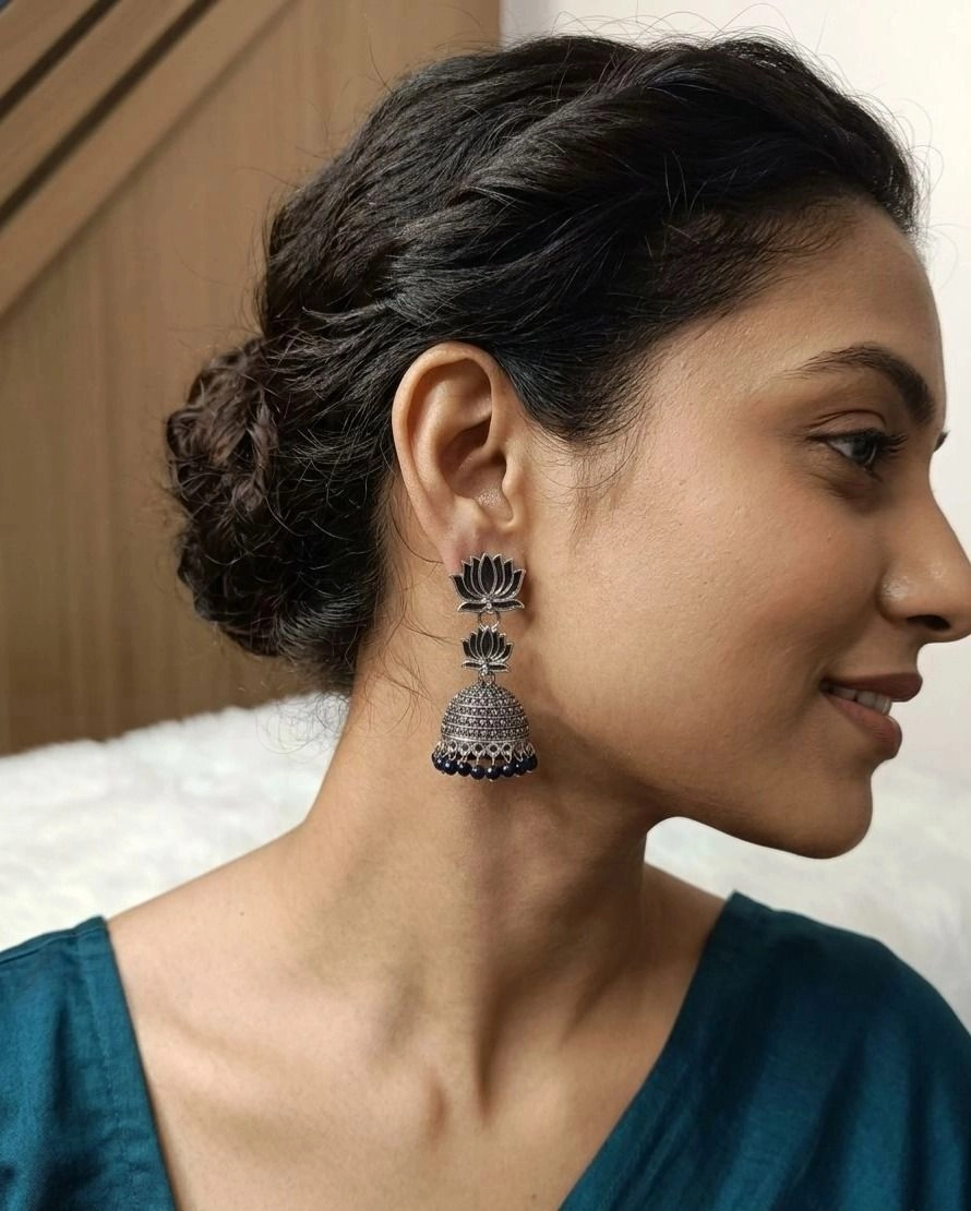 Lotus Jhumka Earrings 1