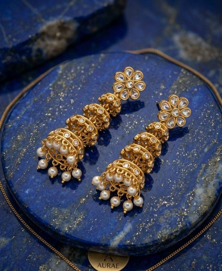 Gold-Plated Floral Jhumkas 2