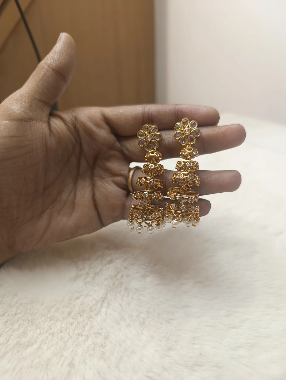 Gold-Plated Floral Jhumkas 3