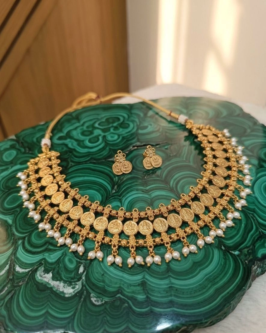 Antique Gold Plated Coin Choker Set 3