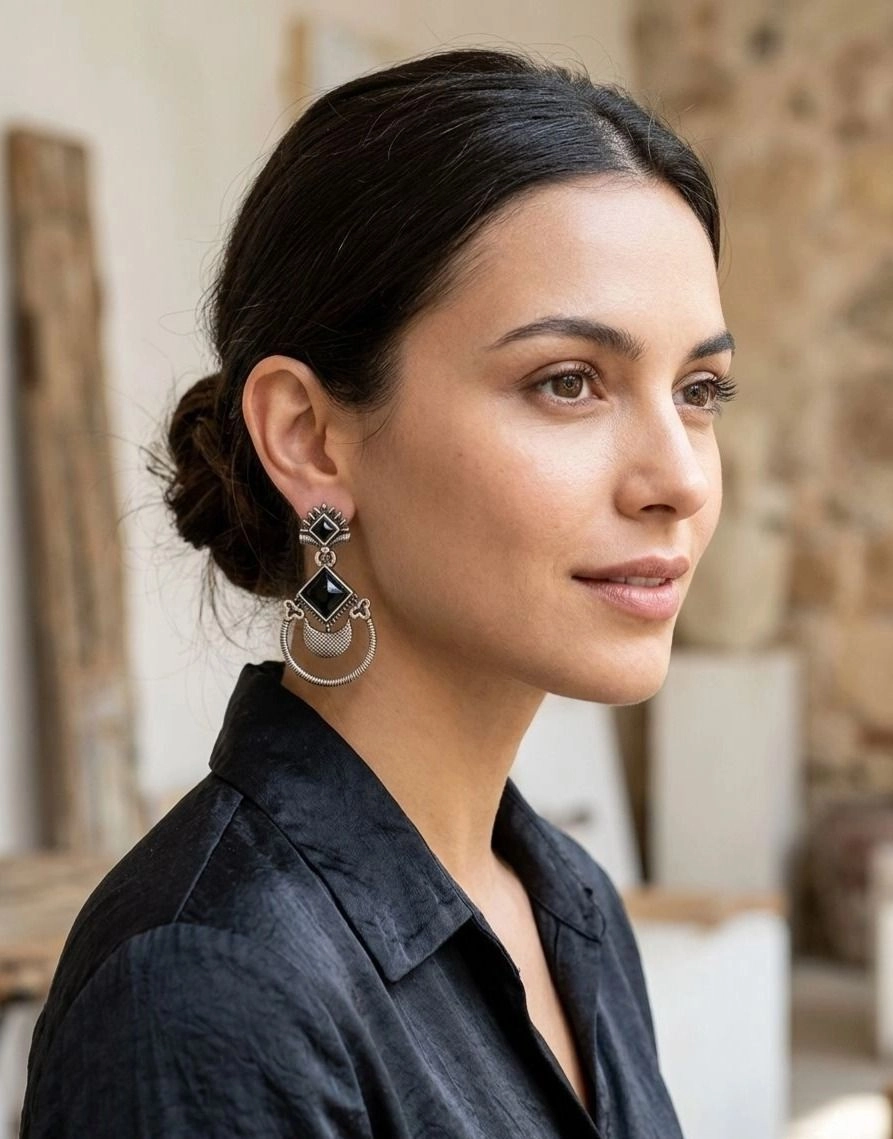 Oxidized silver-tone danglers 1