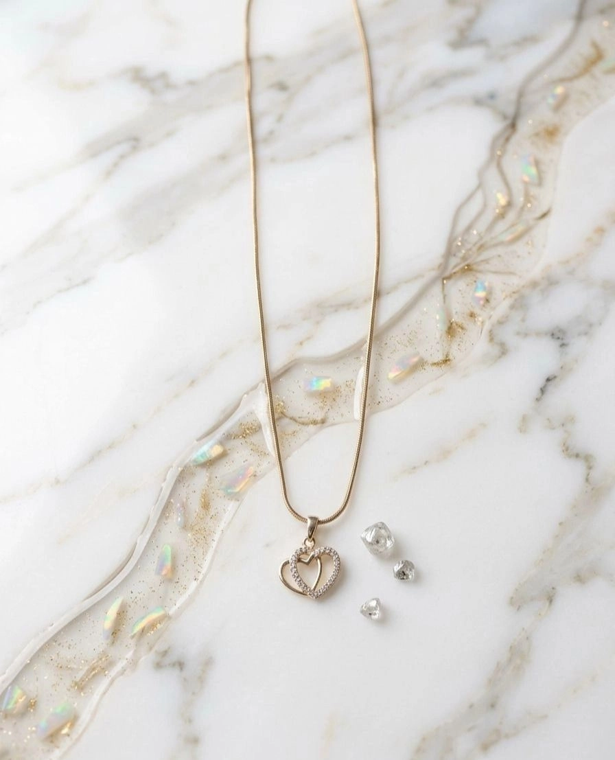 Interlocking double heart pendant necklace 2