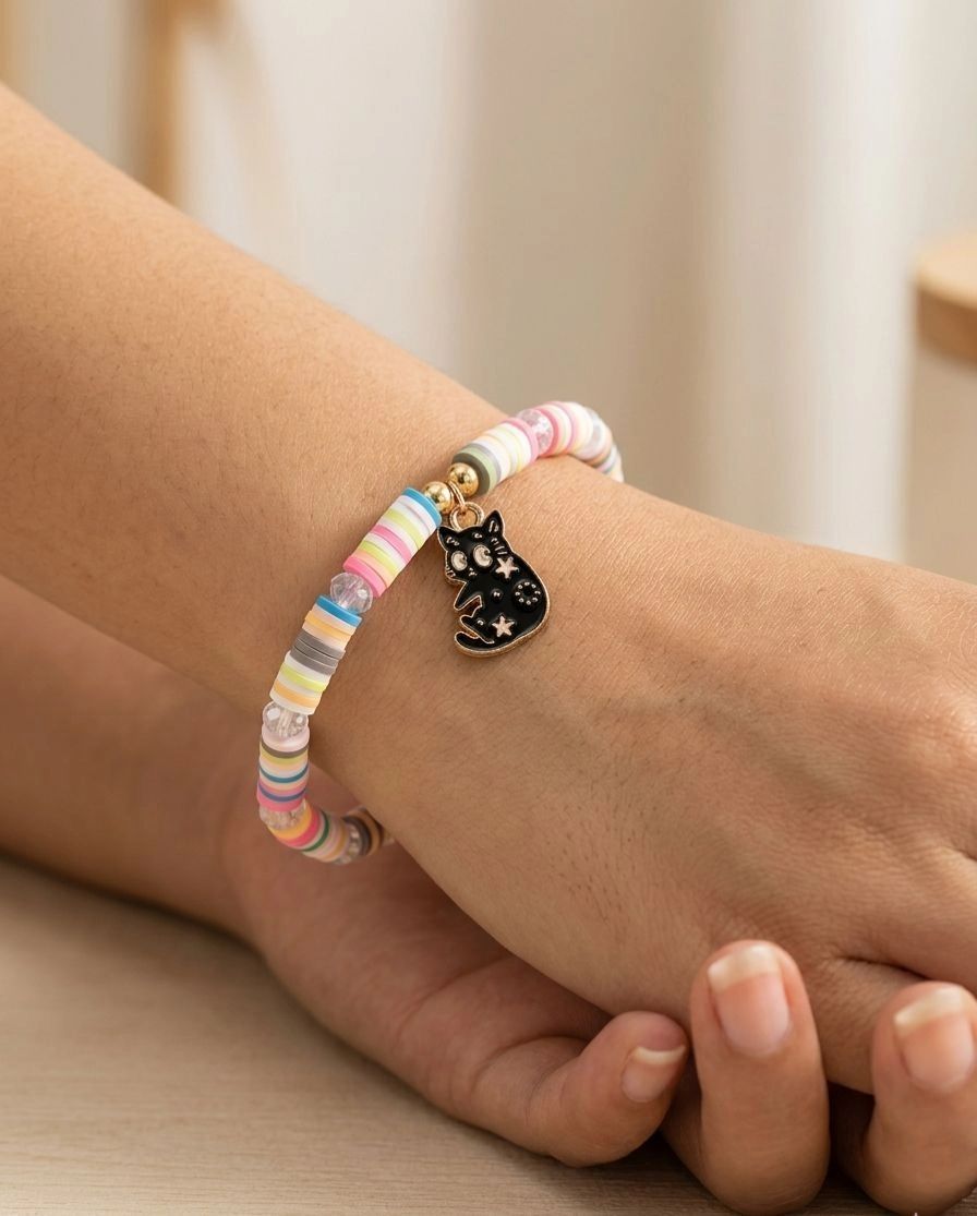 Pastel Polymer Clay Bead Bracelet 1