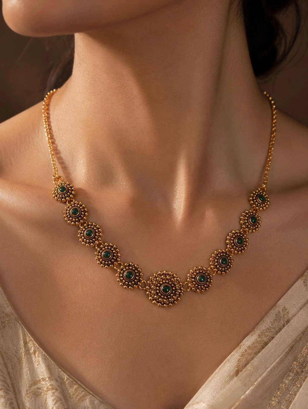 Antique Gold-Plated Choker Necklace Set 2