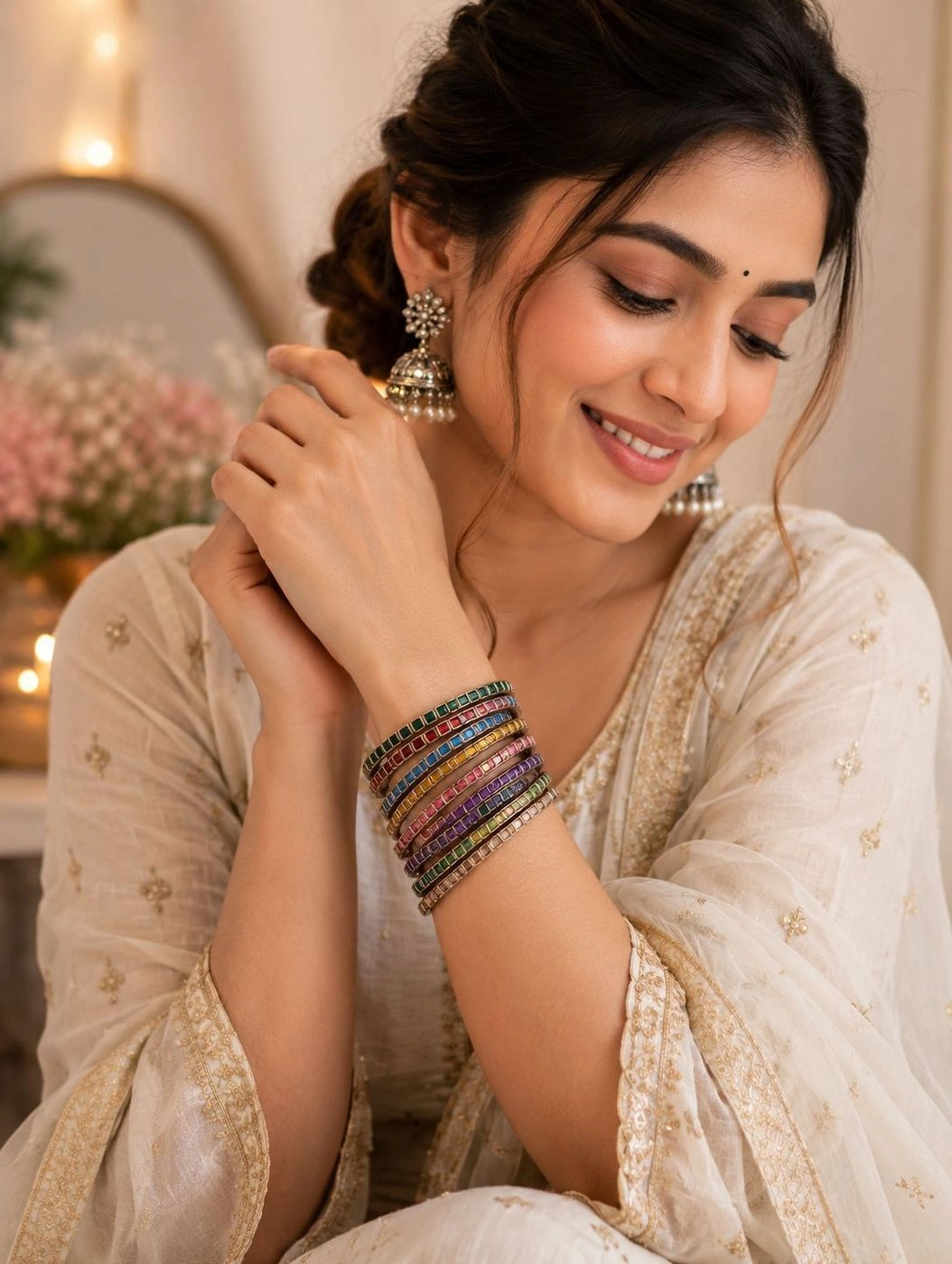 Handcrafted Silk Kundan Bangles 1