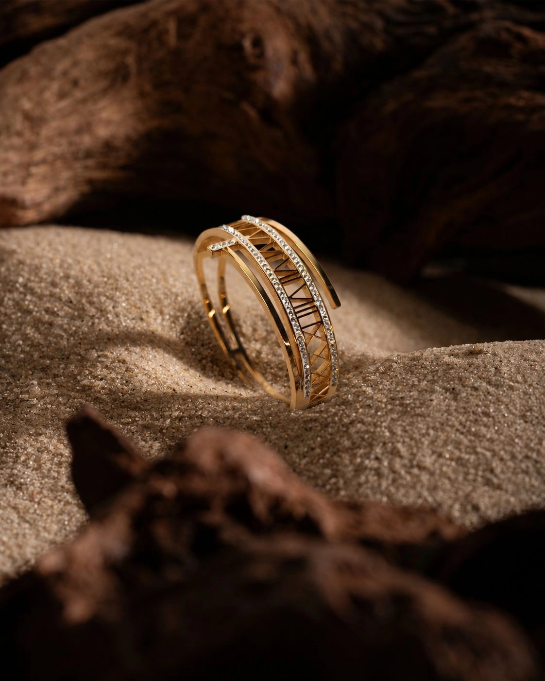 Luxury Roman Numeral Crystal Kada Bracelet. 1