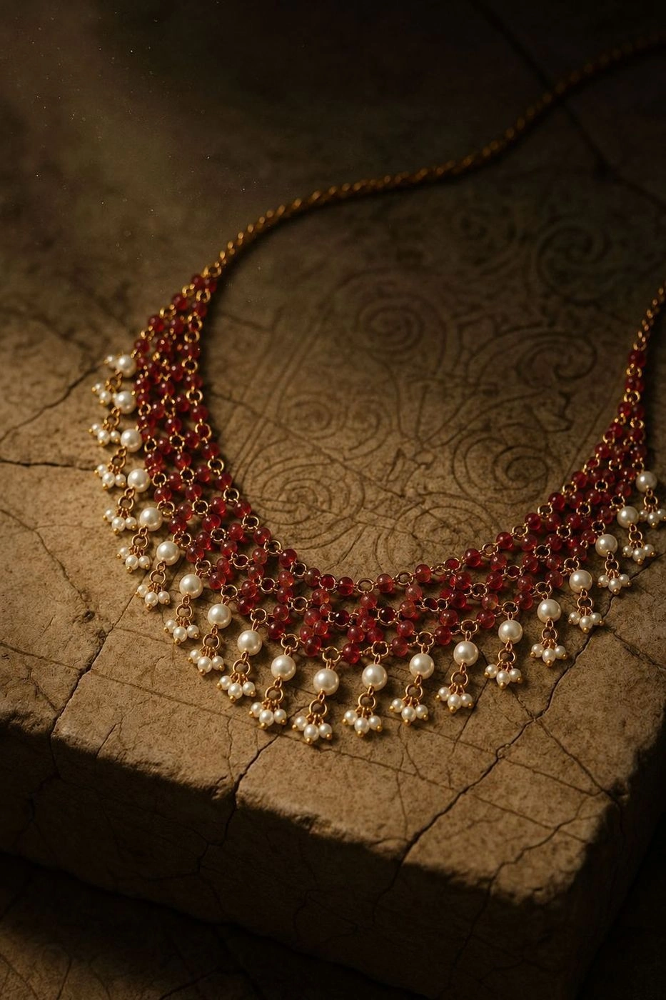 Handcrafted crystal and pearl designer necklace 2