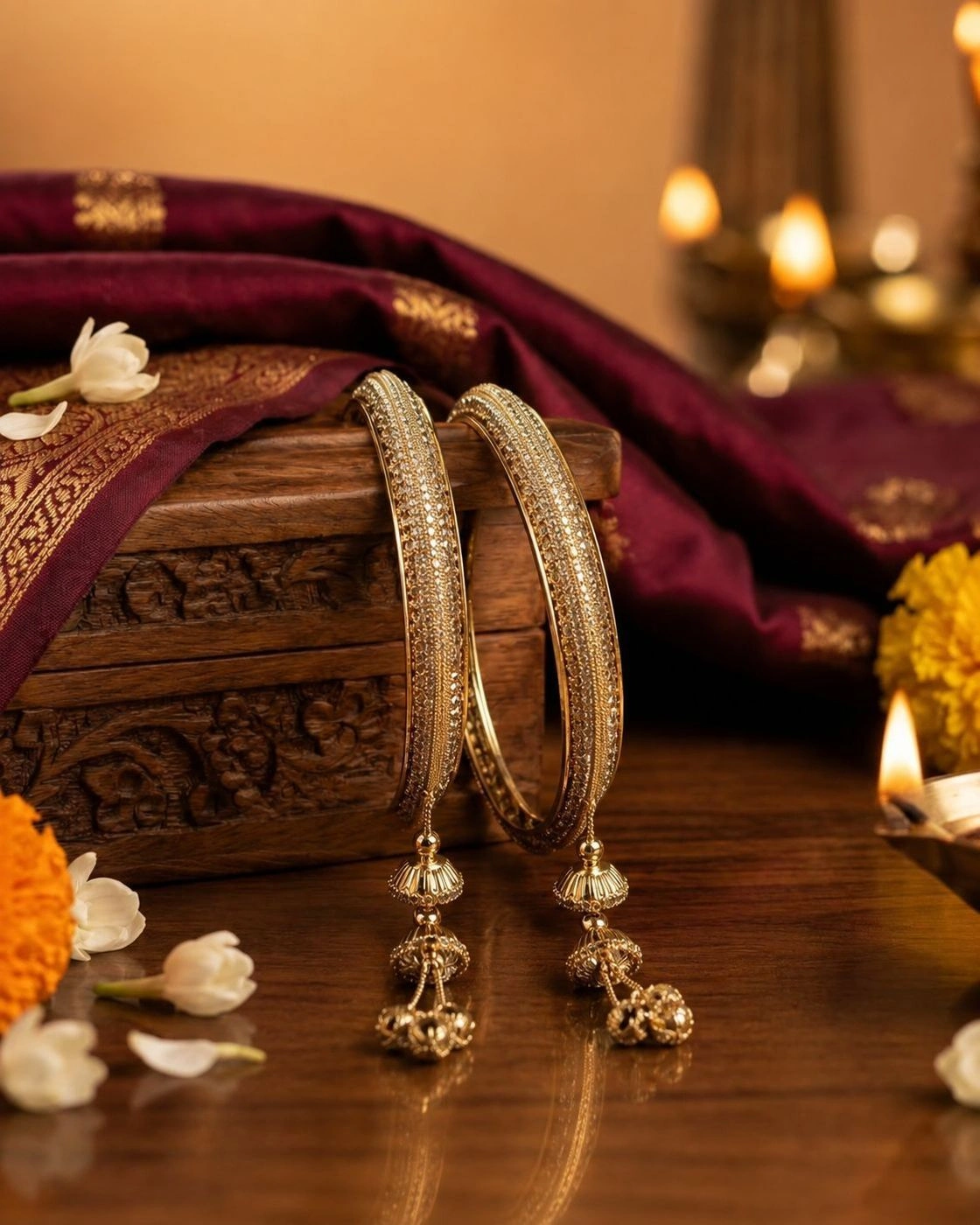 Gold-toned Latkan Kada style bangles 1