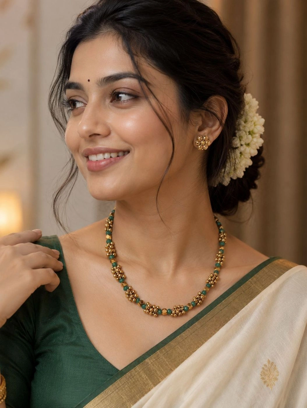 Elegant Antique Gold-Plated Traditional Necklace Set 1