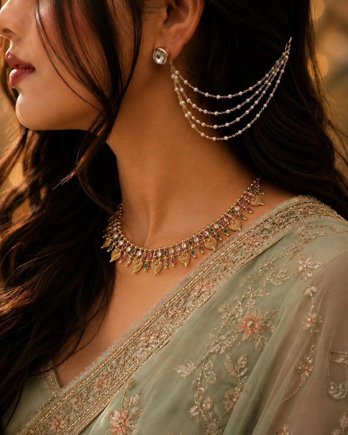 Micro Gold Plated Stone Necklace 1
