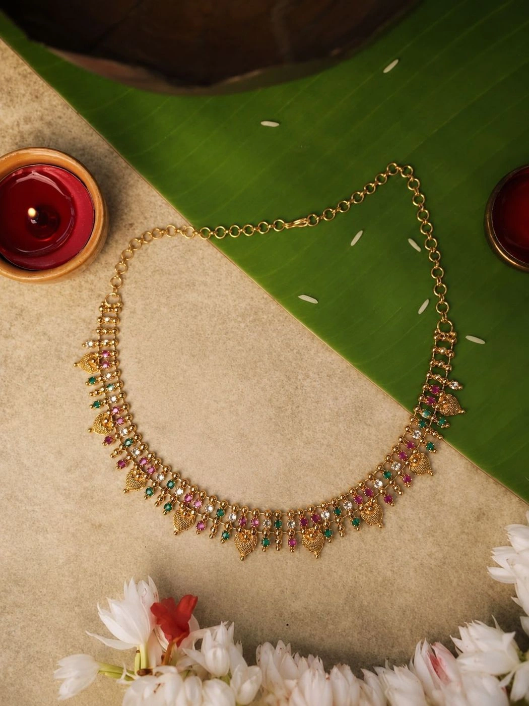 Micro Gold Plated Stone Necklace 2