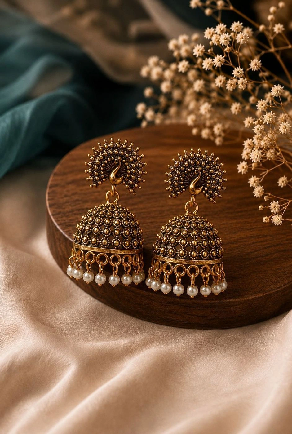 Peacock Design Jhumka Earrings 1
