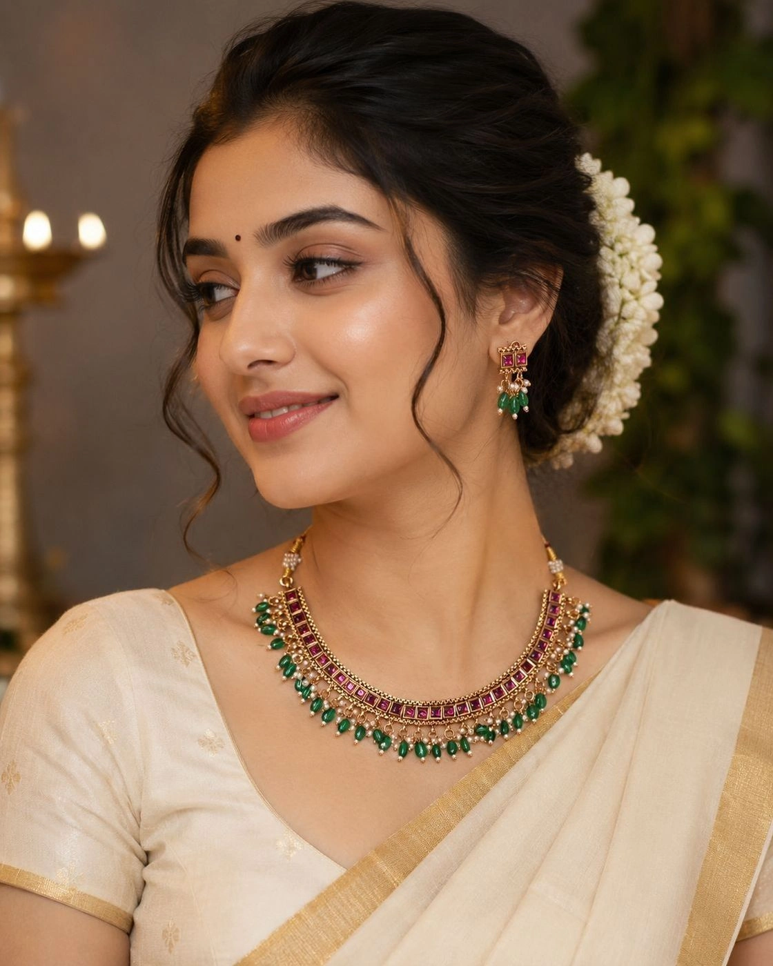 Traditional South Indian Kemp Choker Set 1