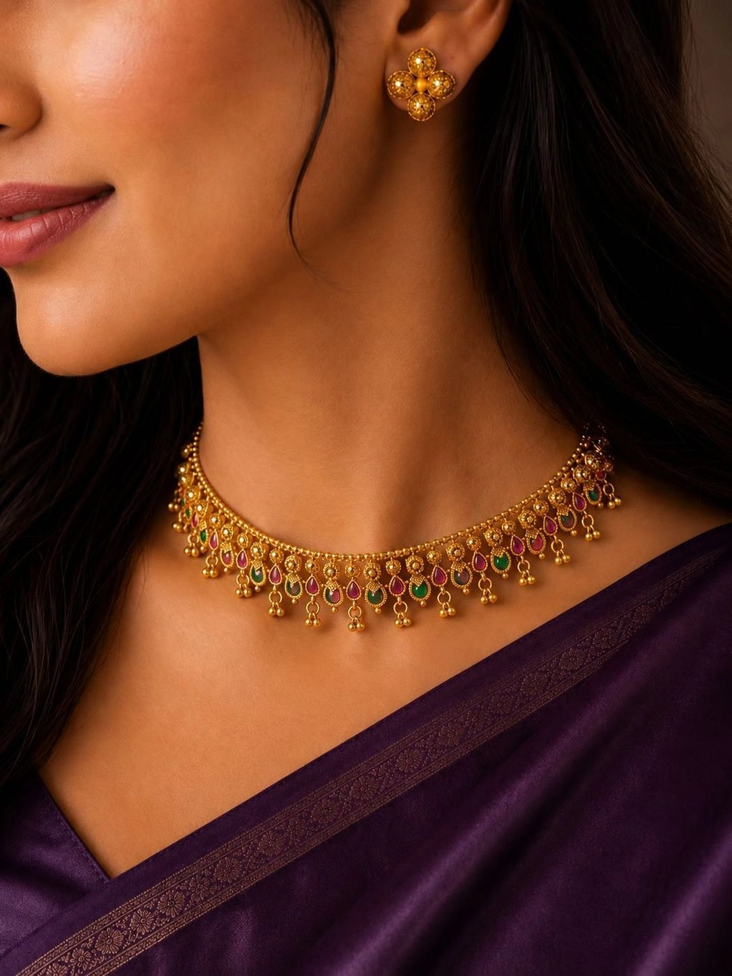 Kerala-inspired Palakka floral choker 1