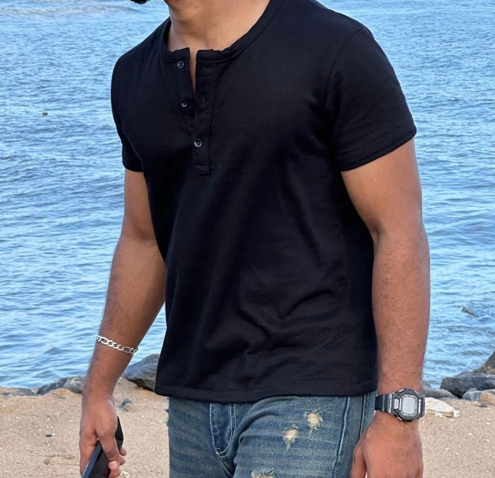 Half Black Henley - CLUB 010 4