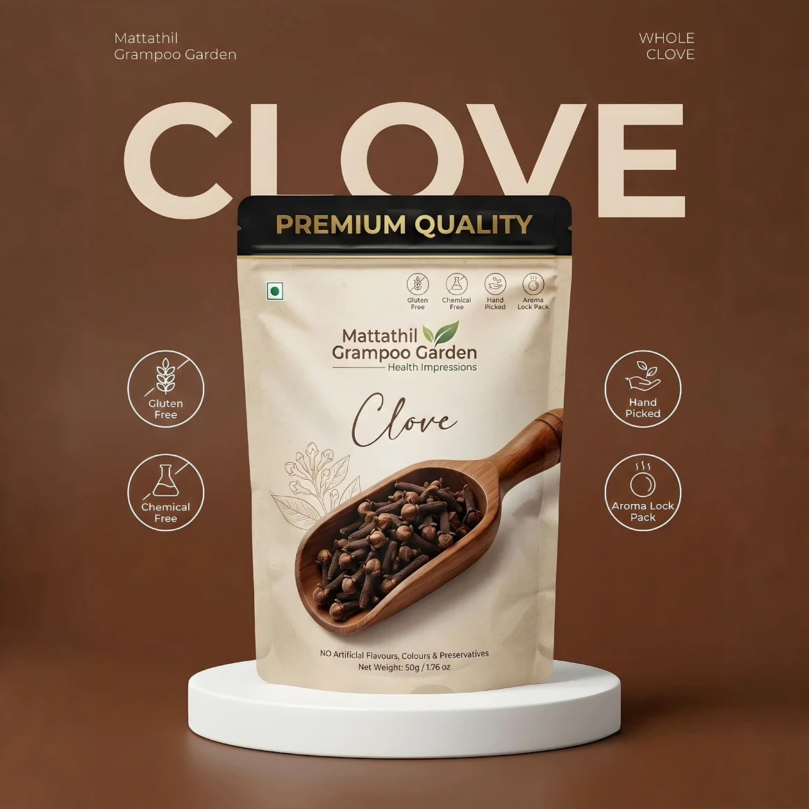 Mattathil Grampoo Garden  Cloves/Laung Whole [Organically Grown Homestead Produce] (100gm)