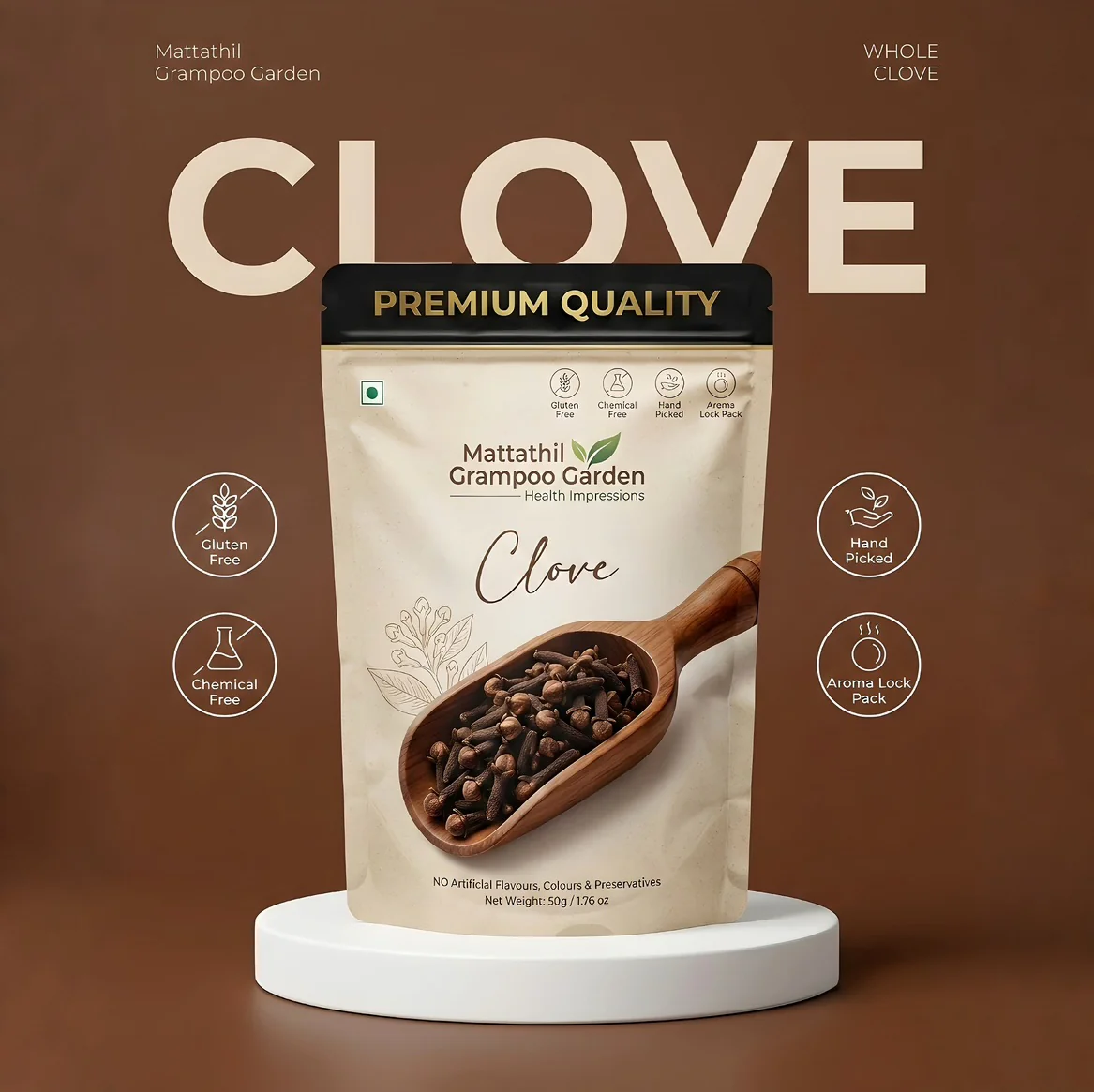 Mattathil Grampoo Garden Cloves/Laung Whole [Organically Grown Homestead Produce] (400GM)