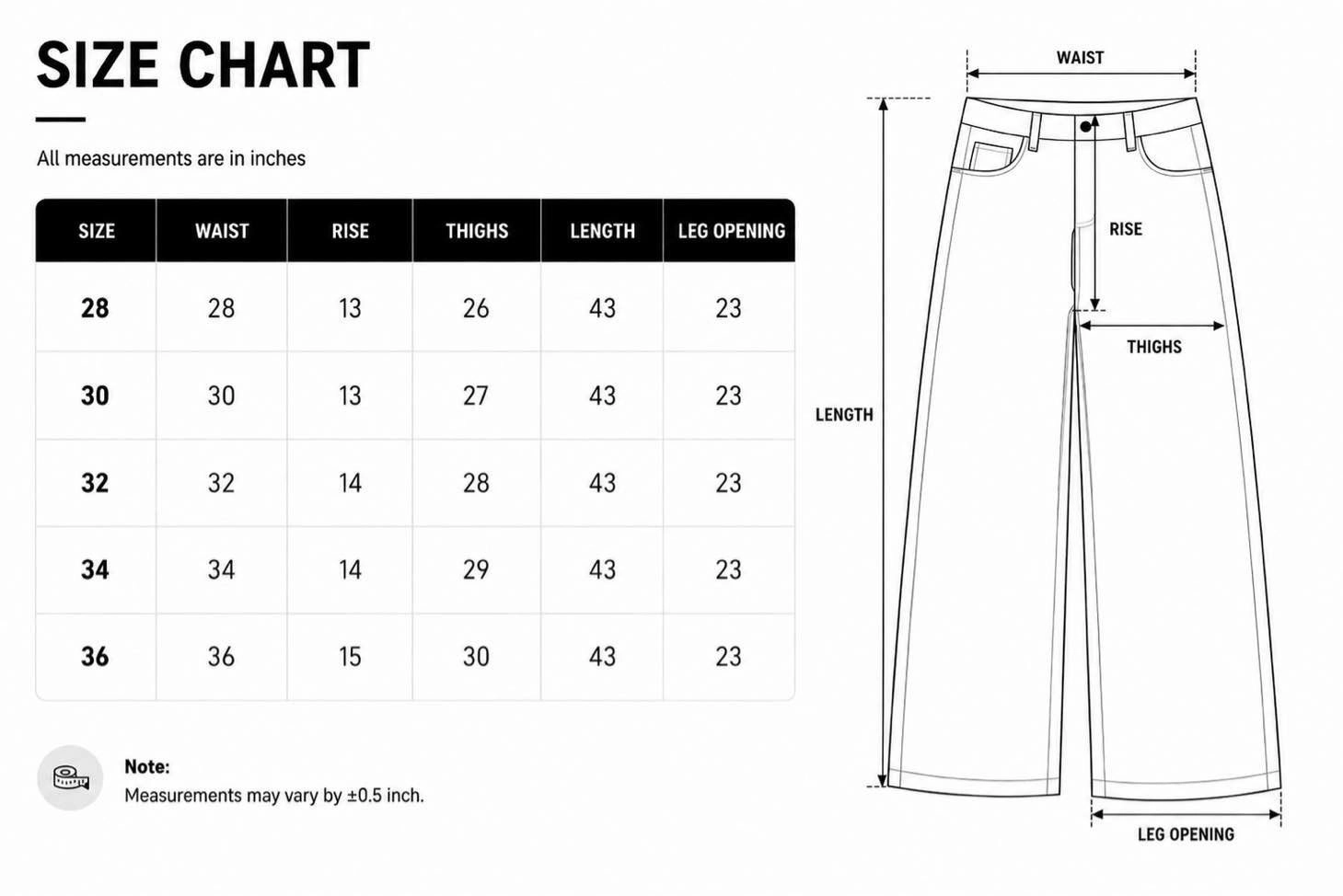 Size chart
