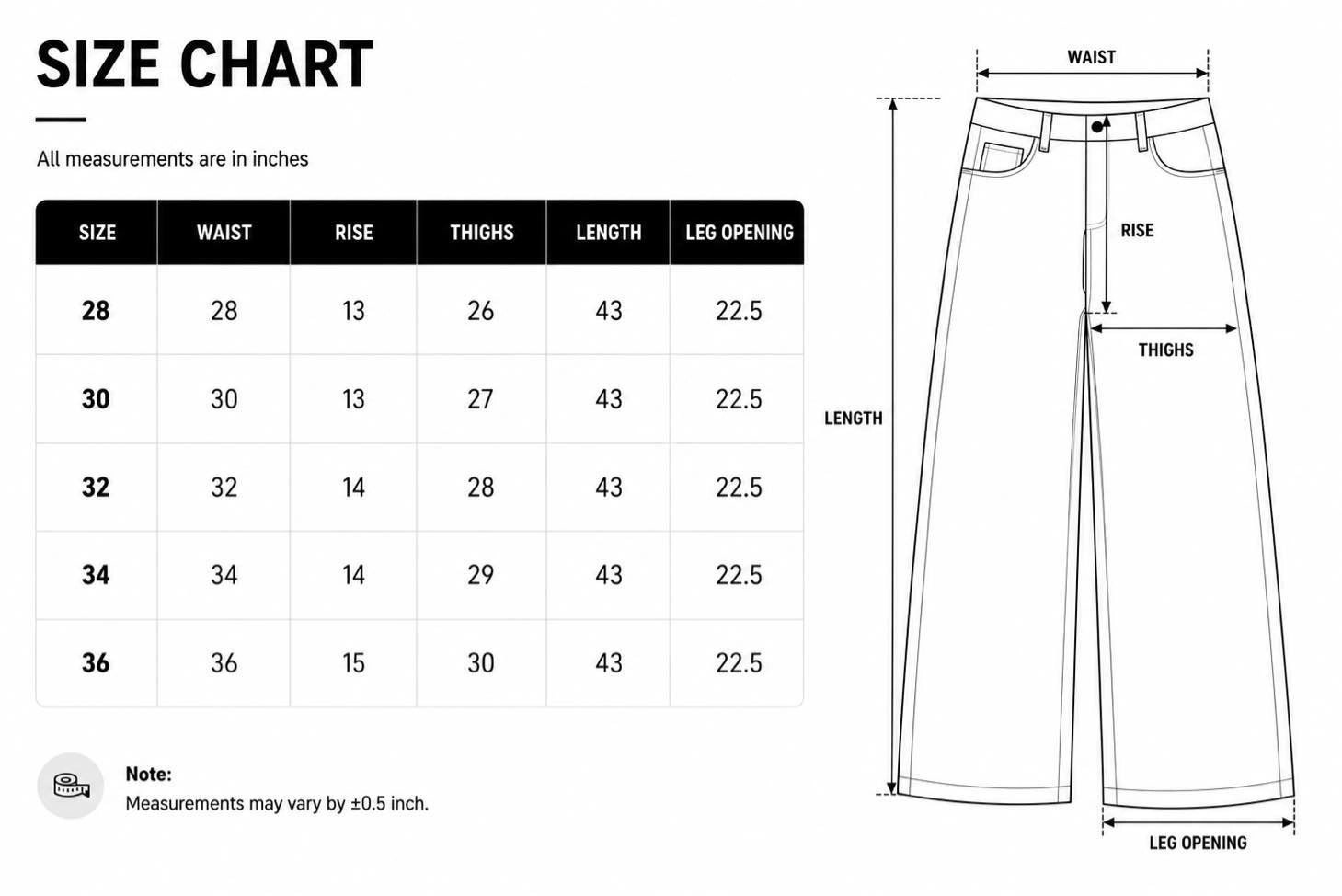 Size chart